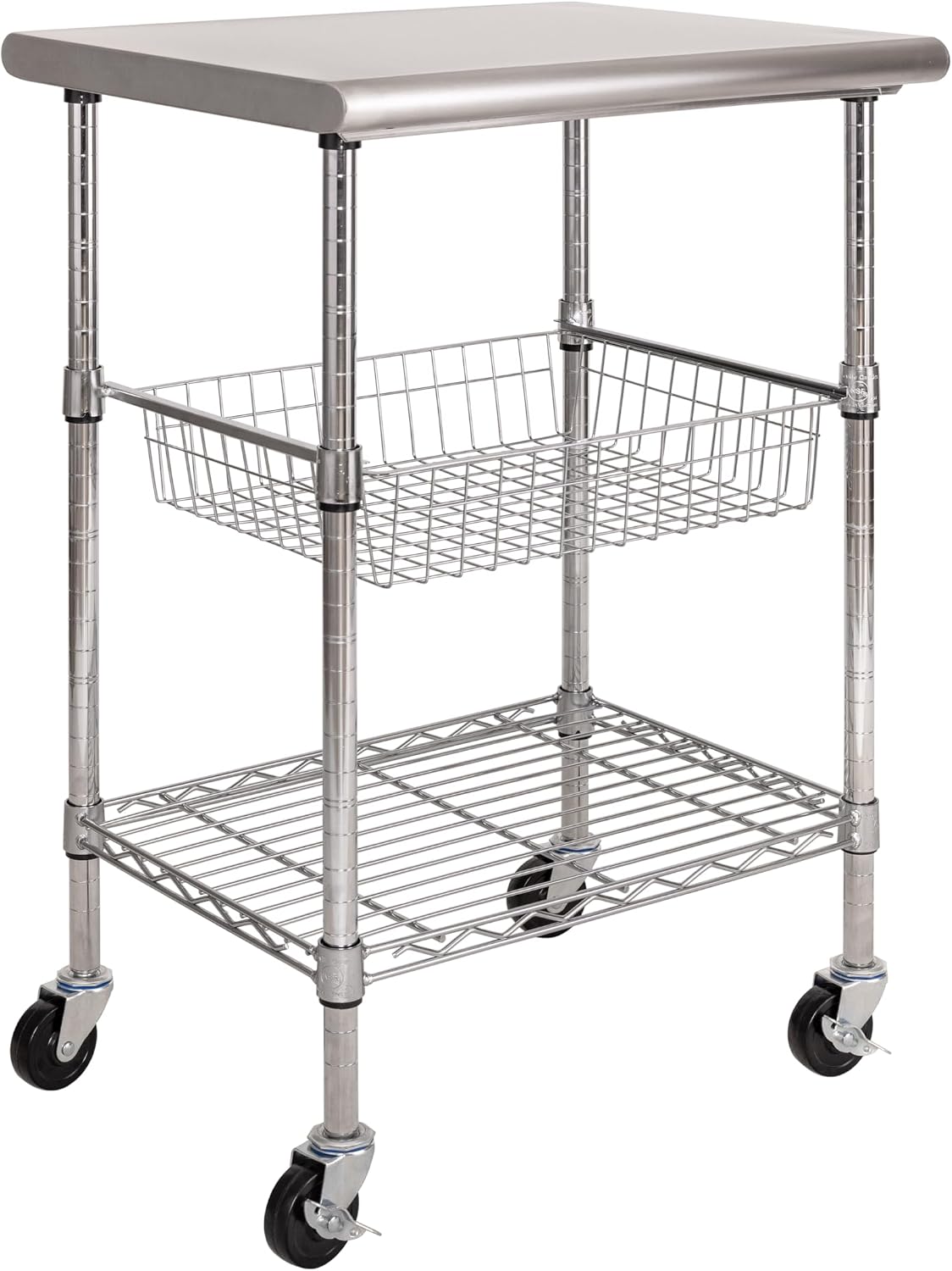 Commercial Kitchen On Wheels - Paslanmaz Çelik Ticari Hazırlık Masası Arabası,
