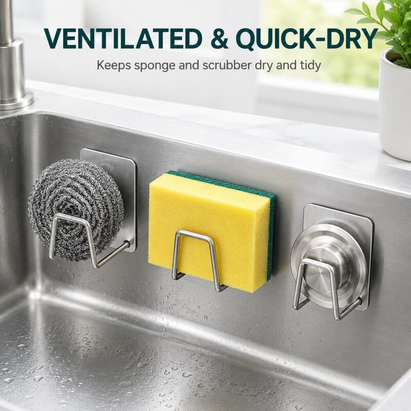 Commercial Kitchen Sink - Kendinden Yapışkanlı Paslanmaz Çelik Süngerlik, Delme