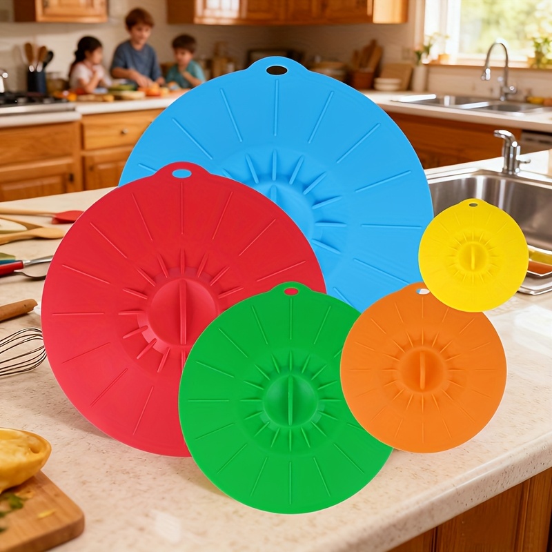 Commercial Kitchen Pans - 5 Parçalı Silikon Kapaklar, Isıya Dayanıklı