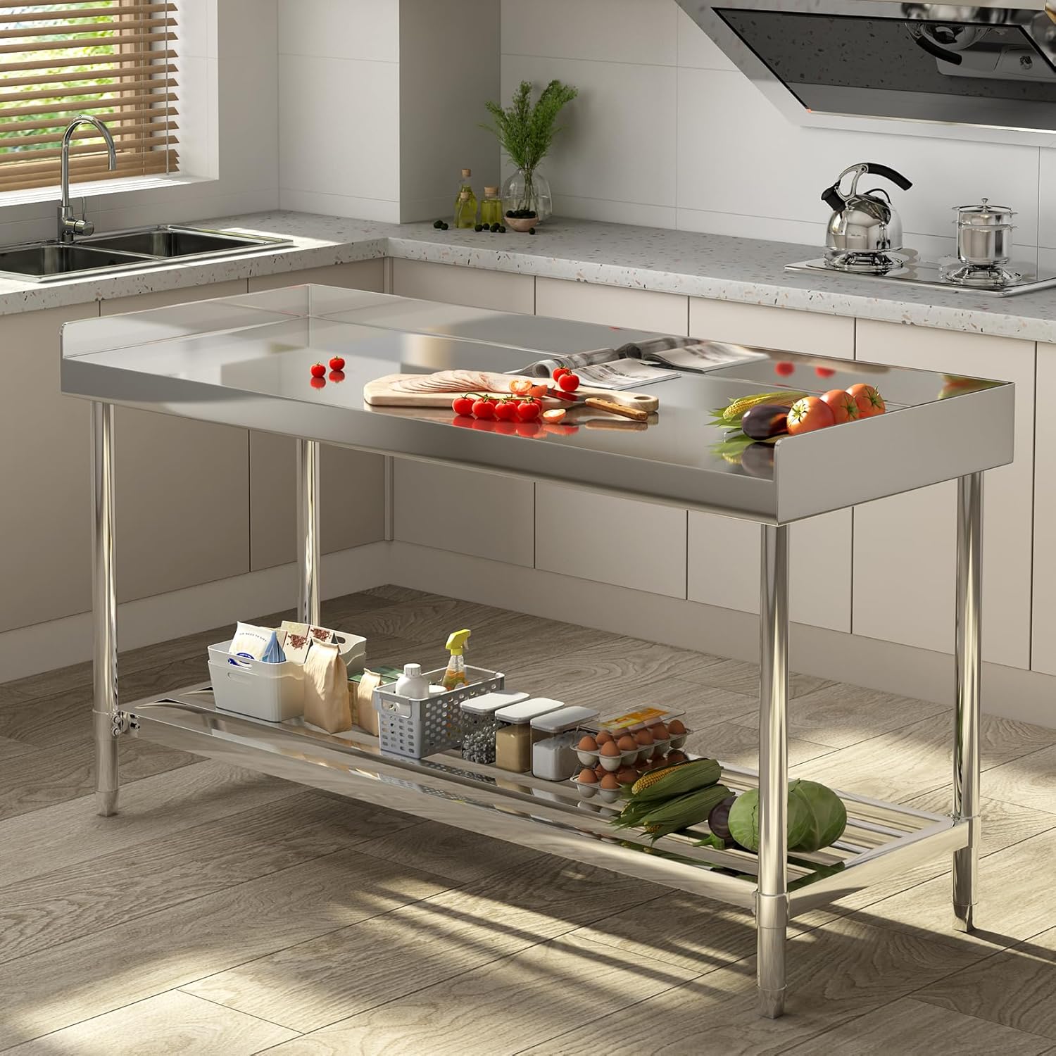 Commercial Kitchen Backsplash - Paslanmaz Çelik Çalışma Masası, 24