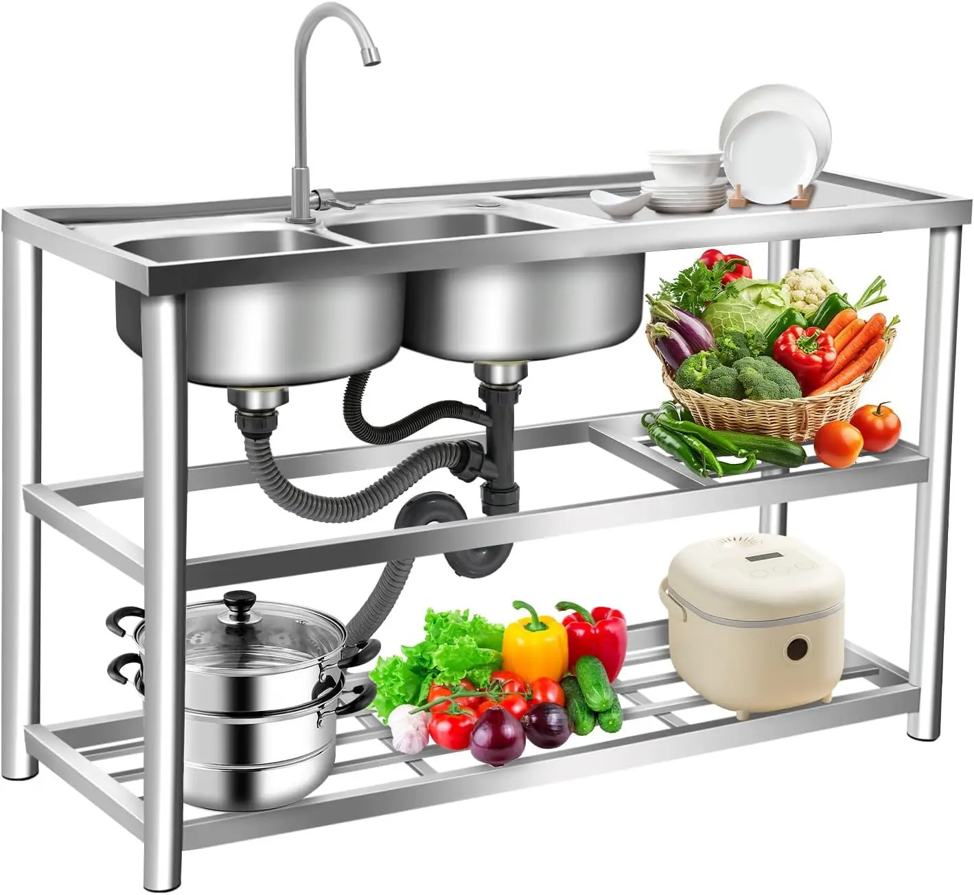 3 Katmanlı Ayaklı Paslanmaz Çe - Commercial Kitchen Sink incelemesi ve fiyatı
